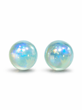 Iridescent Blue Pearl Stud Earrings