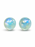 Iridescent Blue Pearl Stud Earrings