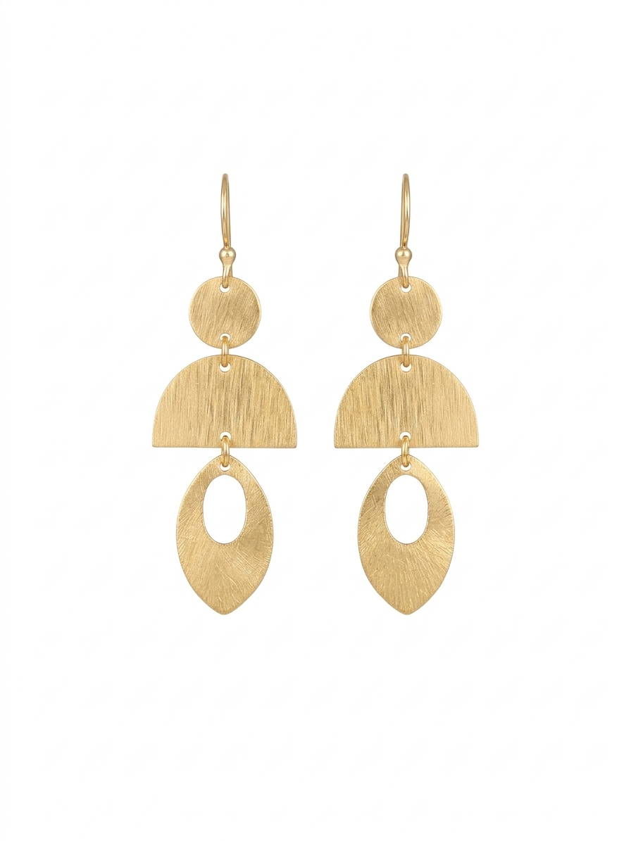 Modern Layered Geometric Gold Drop Earrings
