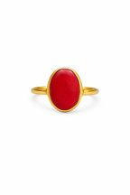 Coral Oval Gemstone Ring