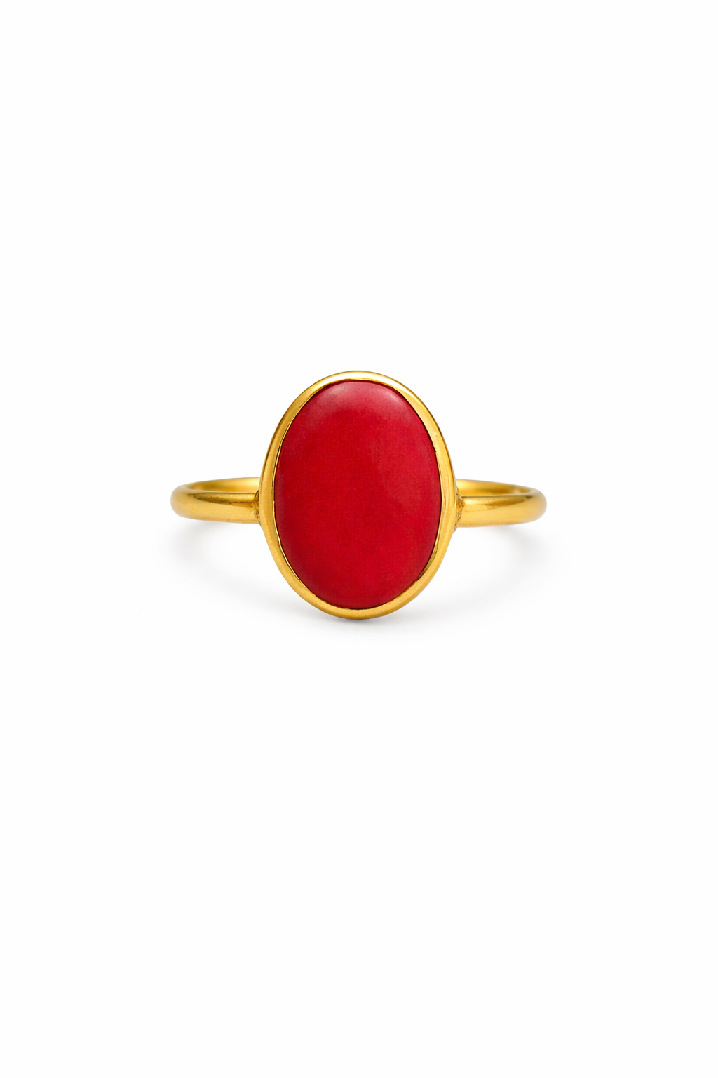 Coral Oval Gemstone Ring