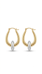 Two-Tone Link Hoop Earrings