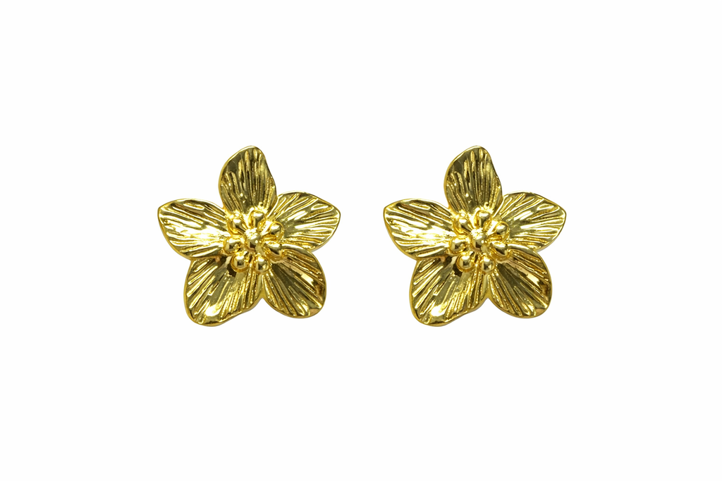 Gold Flower Stud Earrings