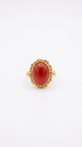 Carnelian Oval Gold Ring, Vintage Statement Ring