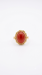 Carnelian Oval Gold Ring, Vintage Statement Ring
