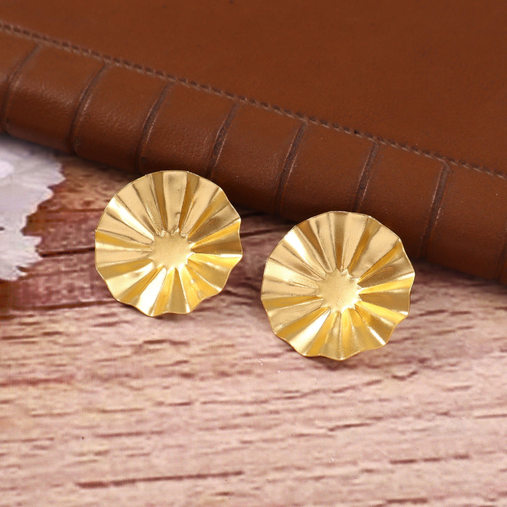 Golden Sunburst Textured Stud Earrings