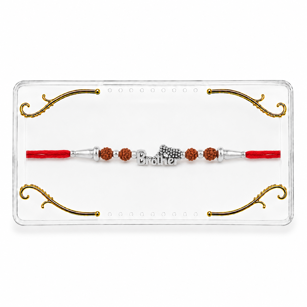 Rakhi with Rudraksha Beads & Silver-Tone Charm