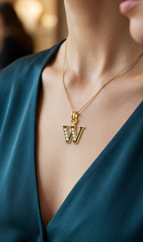 Letter W Pendant in Gold Finish