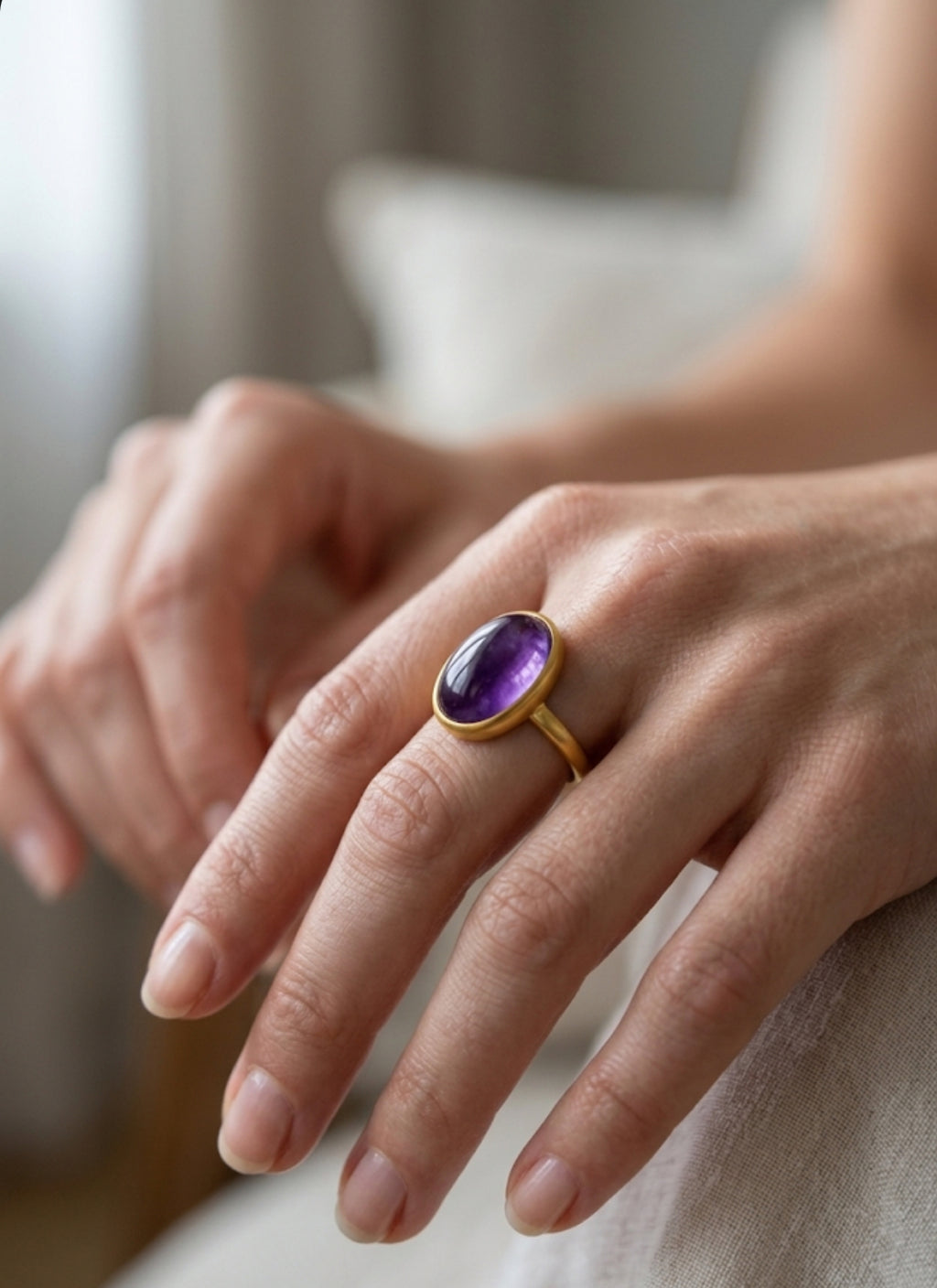 Amethyst Gemstone Oval Ring