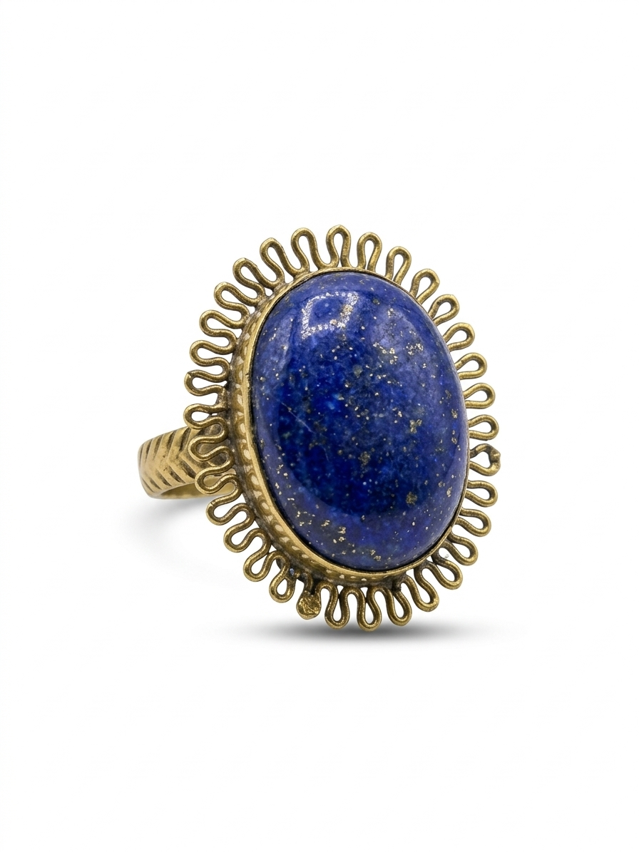 Royal Lapis Stone Statement Adjustable Ring