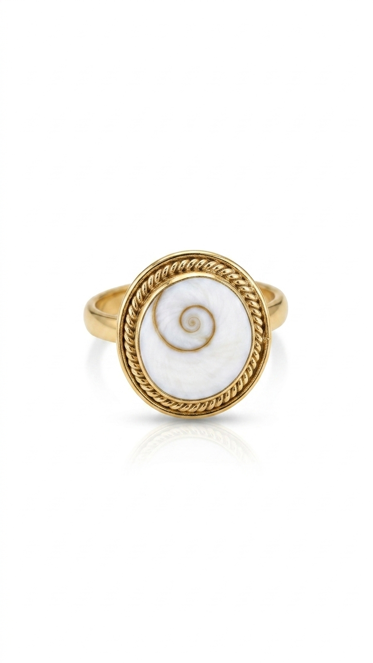 Gold Shiva Eye Shell Ring for Women