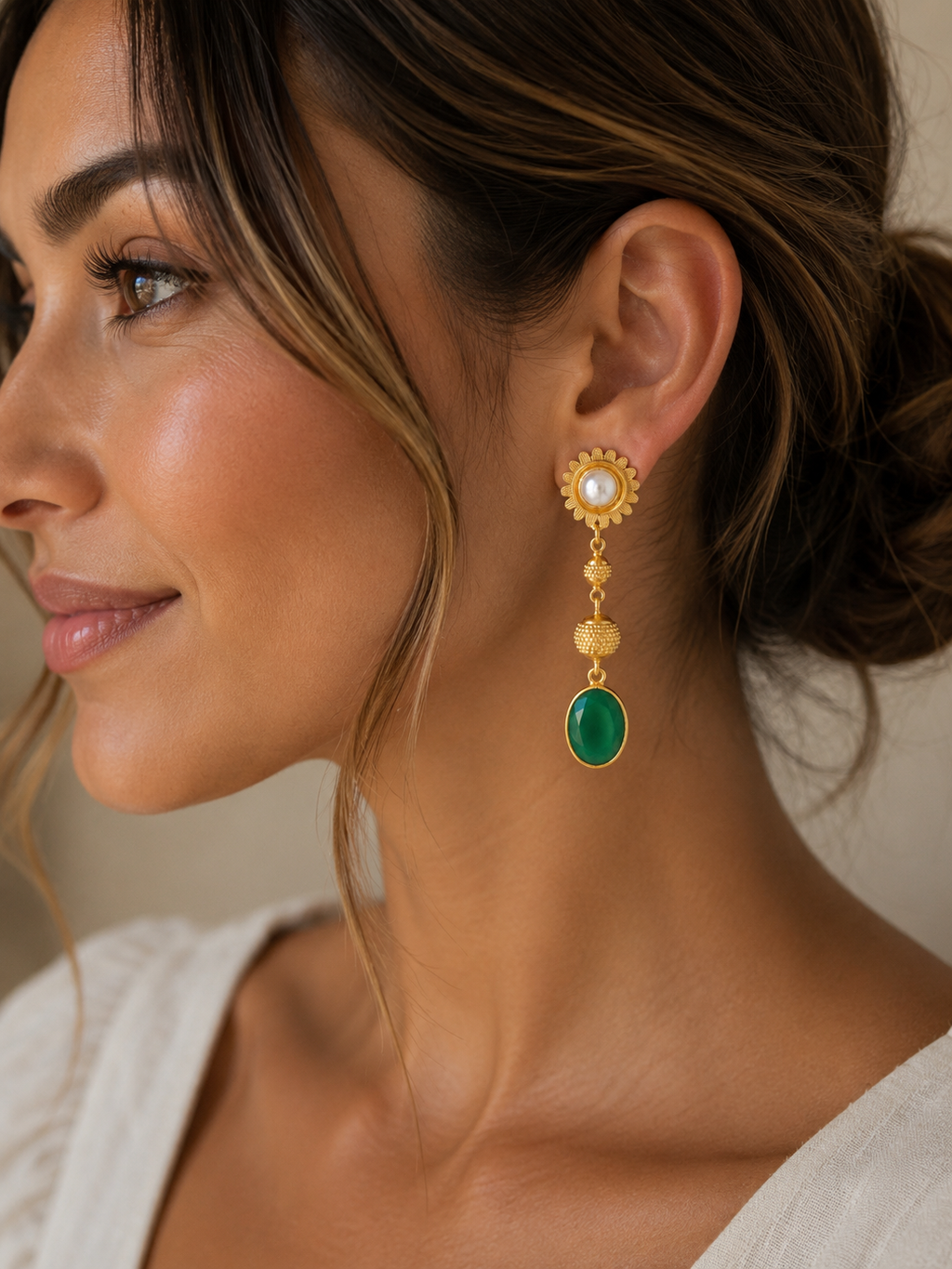 Vintage Emerald Green Drop Earrings