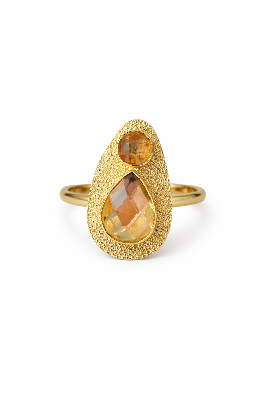 Golden Teardrop Citrine Ring