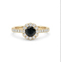 Black Sapphire Halo Ring in Gold Finish