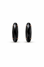 Black Oval Crystal Stud Earrings