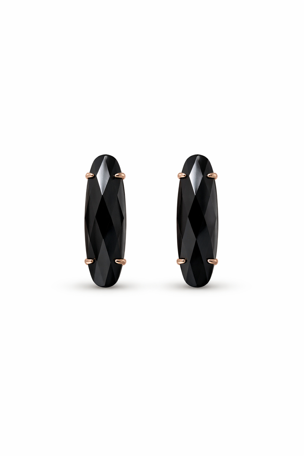 Black Oval Crystal Stud Earrings