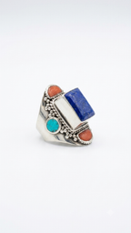 Vintage Lapis Lazuli Statement Ring | Handmade Tibetan Silver Ring