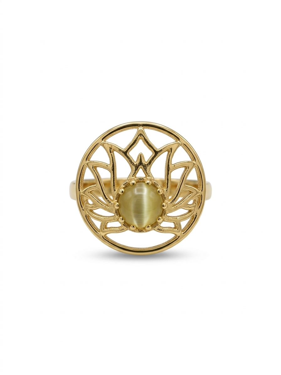 Golden Vine Cat’s Eye Statement Adjustable Ring