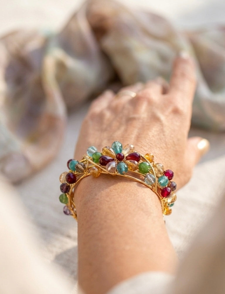 Bohemian Floral Gemstone Bracelet