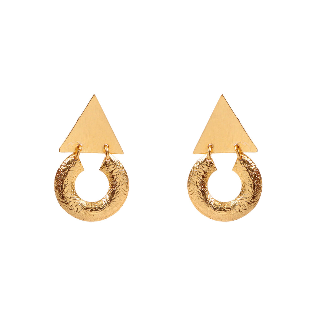 Geometric Gold Triangle Drop Earrings