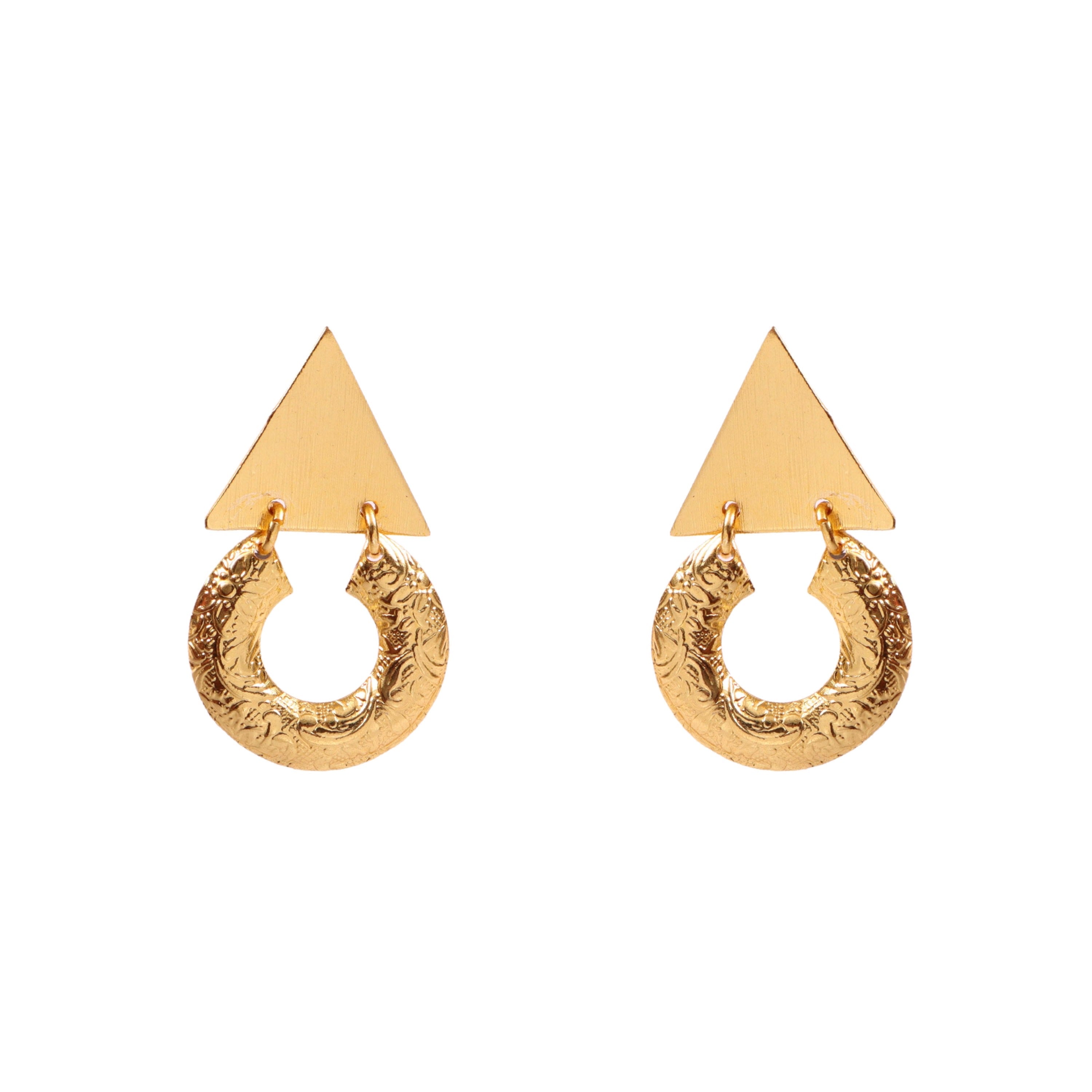 Geometric Gold Triangle Drop Earrings