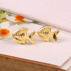 Minimalist Gold Fish Stud Earrings – Cute Ocean Inspired Everyday Jewelry