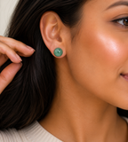 Natural Green Aventurine Stud Earrings