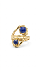 Golden Lapis Spiral Statement Ring