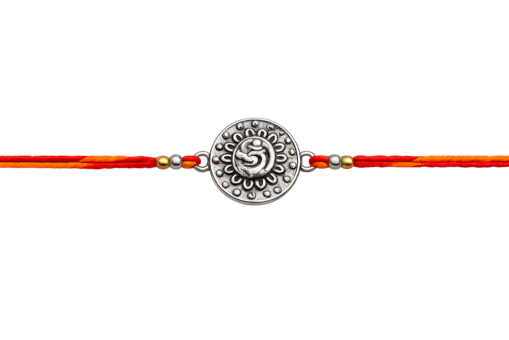 Real Silver Plated Rakhi for Brother, Handmade Silver Raksha Bandhan Bracelet,