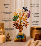 7 Chakra Gemstone Tree with Orgone Pyramid Base | Handmade Crystal Healing Decor