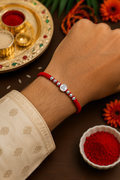 925 Sterling Silver “Mere Bhaiya” Rakhi | Handmade Red Thread Rakhi for Brother