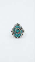 Vintage Tibetan Turquoise Ring, Handmade Nepali Tribal Statement Ring