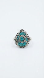 Vintage Tibetan Turquoise Ring, Handmade Nepali Tribal Statement Ring