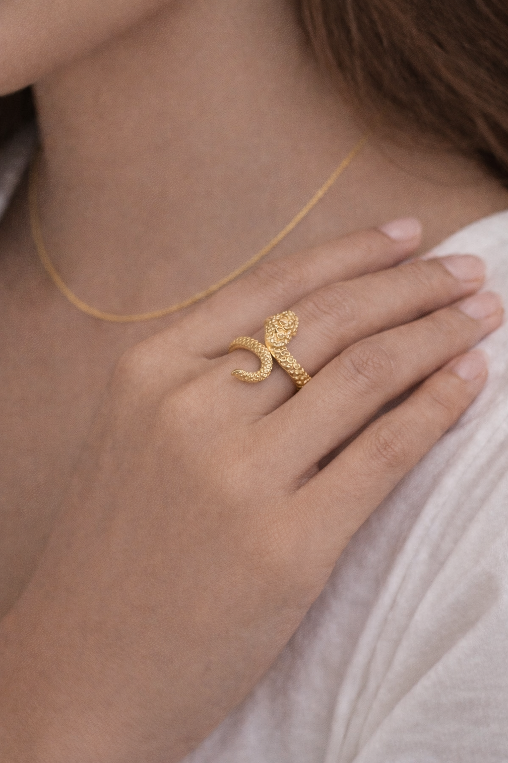 Golden Serpent Wrap Ring
