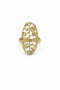 Golden Floral Filigree Oval Ring