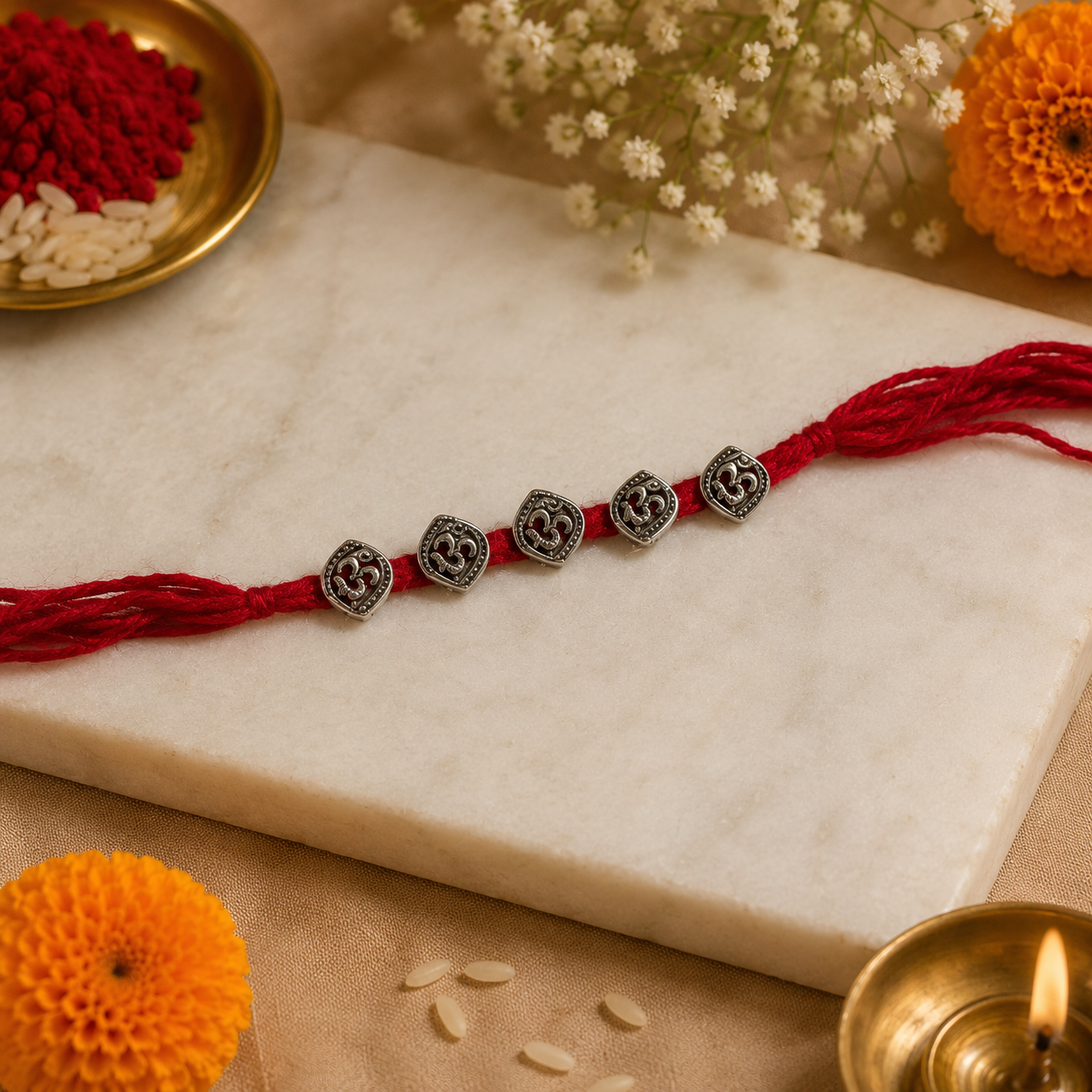 Spiritual Om Charm Rakhi | Traditional Hindu Festival Gift