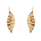 Gold Leaf Dangle Earrings for Women | Textured Leaf Drop Earrings