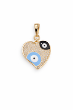 Gold Evil Eye Heart Pendant Necklace