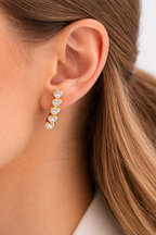 Gold Heart Ear Climber Earrings