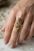 Ethereal Labradorite Filigree Adjustable Statement Ring