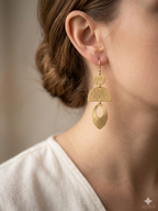 Modern Layered Geometric Gold Drop Earrings