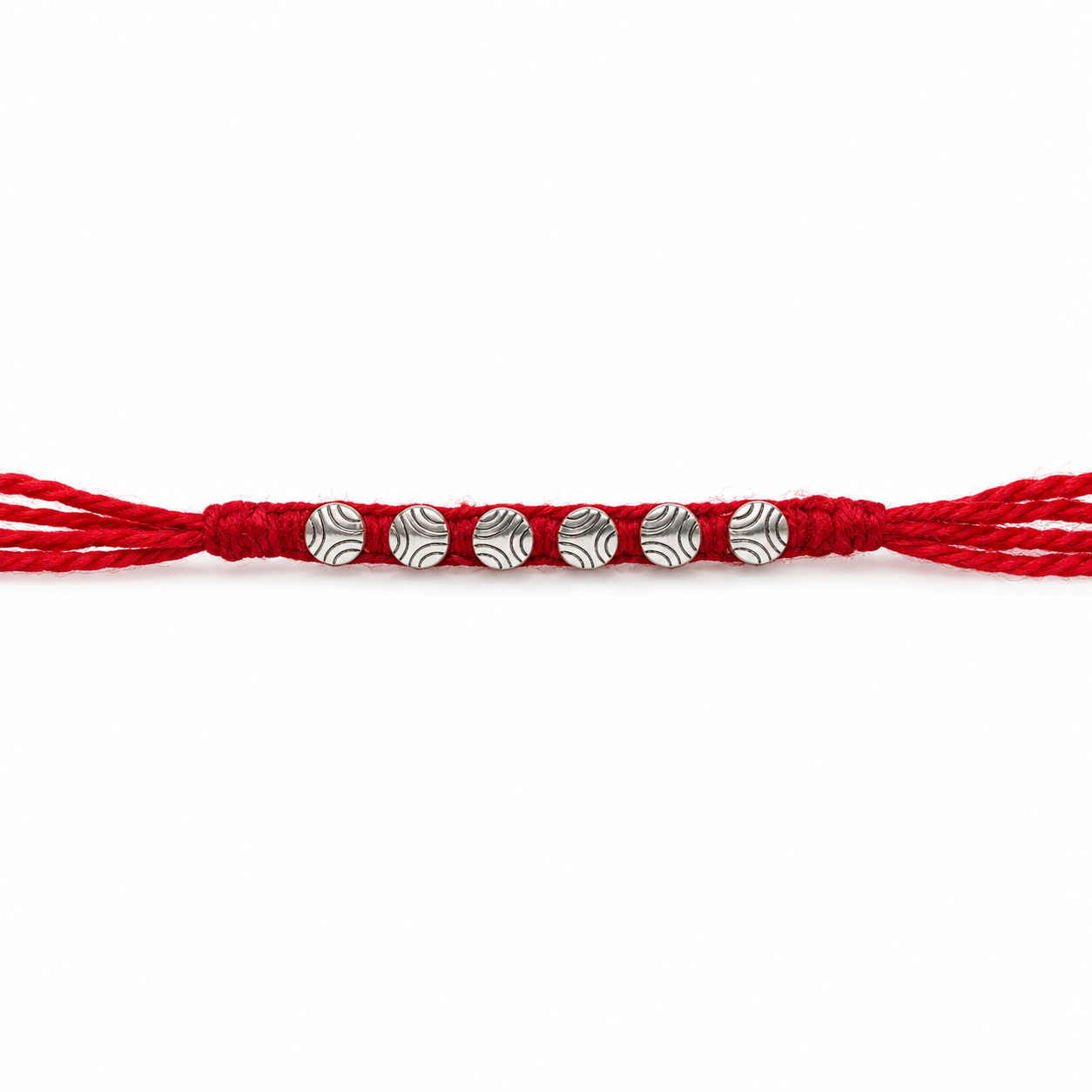 Silver Plated Rakhi for Brother | Handmade Red Thread Rakhi