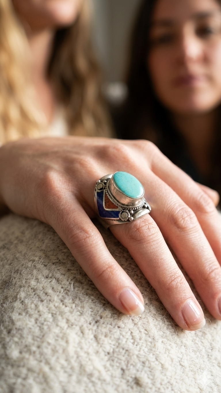 Handmade Ethnic Silver Tone Boho Cocktail Ring