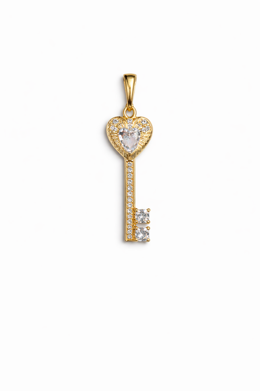 Gold Heart Key Pendant Necklace
