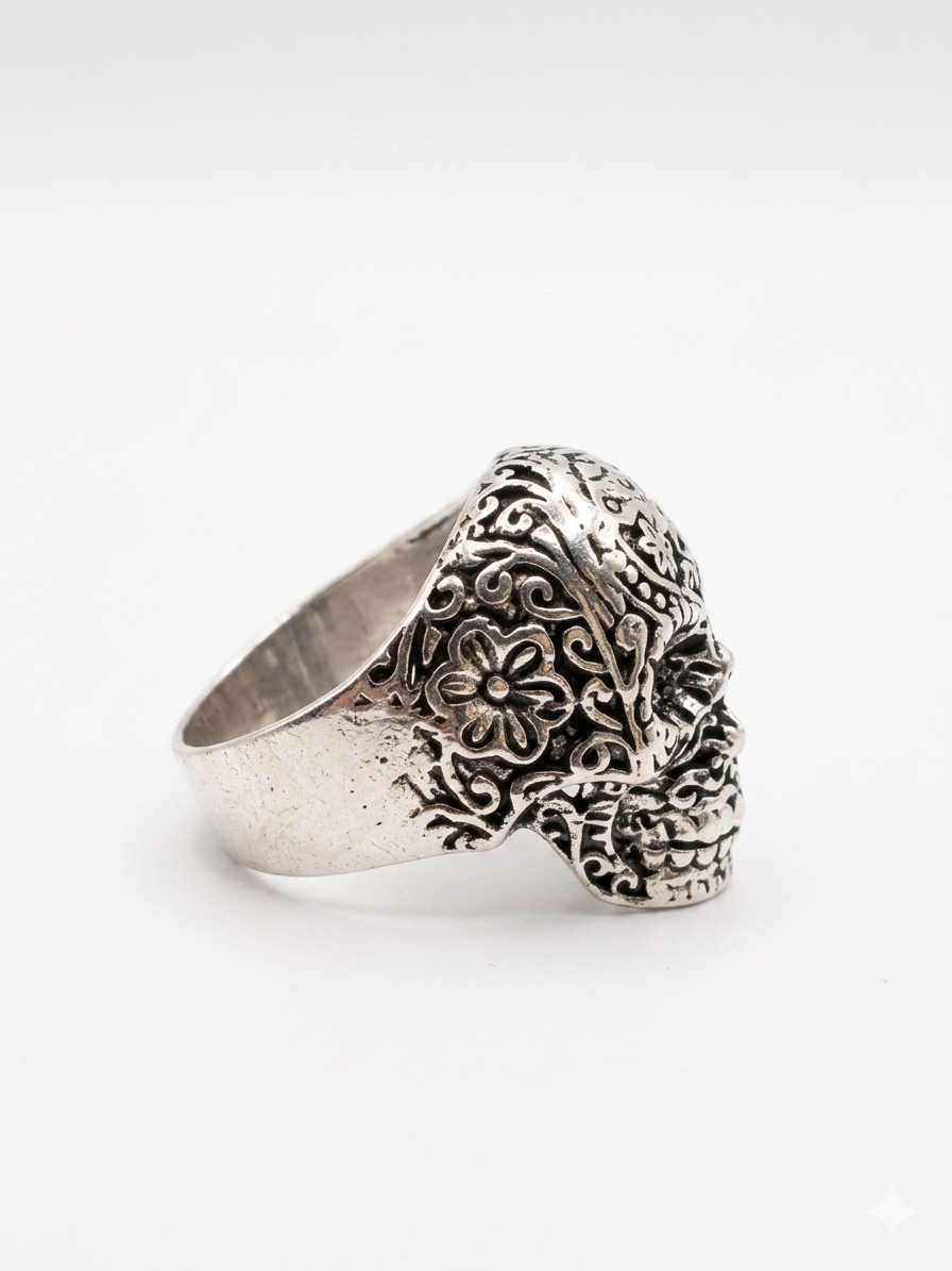 Sugar Skull Ring | Gothic Skull Statement Ring
