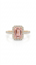 Pink Morganite Halo Ring in Gold Finish