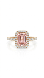 Pink Morganite Halo Ring in Gold Finish