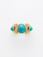 Turquoise Trio Gold Statement Ring