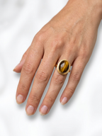 Tiger Eye Statement Ring in Gold