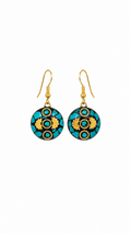 Bohemian Turquoise Mosaic Gold Drop Earrings